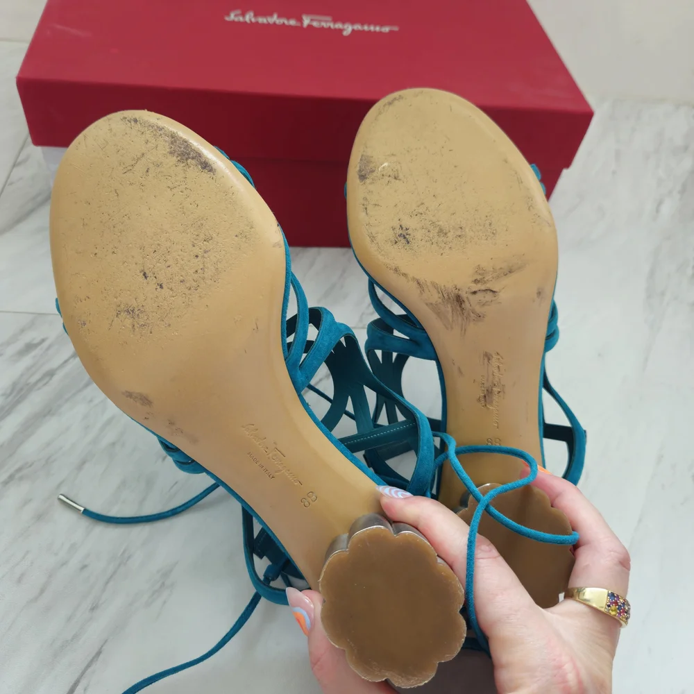 Salvatore Ferragamo Blue Strappy Sandals - Picture 5 of 9